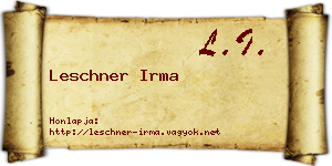 Leschner Irma névjegykártya